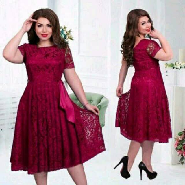 Dress Brukat Pesta Jumbo Big Size Xxl Brokat