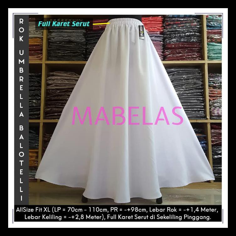 Rok Balotelli Original Payung Umbrella Maxi Skirt All Variant Polos - Putih Terbaik