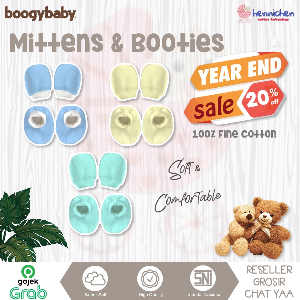 Boogybaby Boogy baby sarung tangan kaki mitten booties cap SNI premium