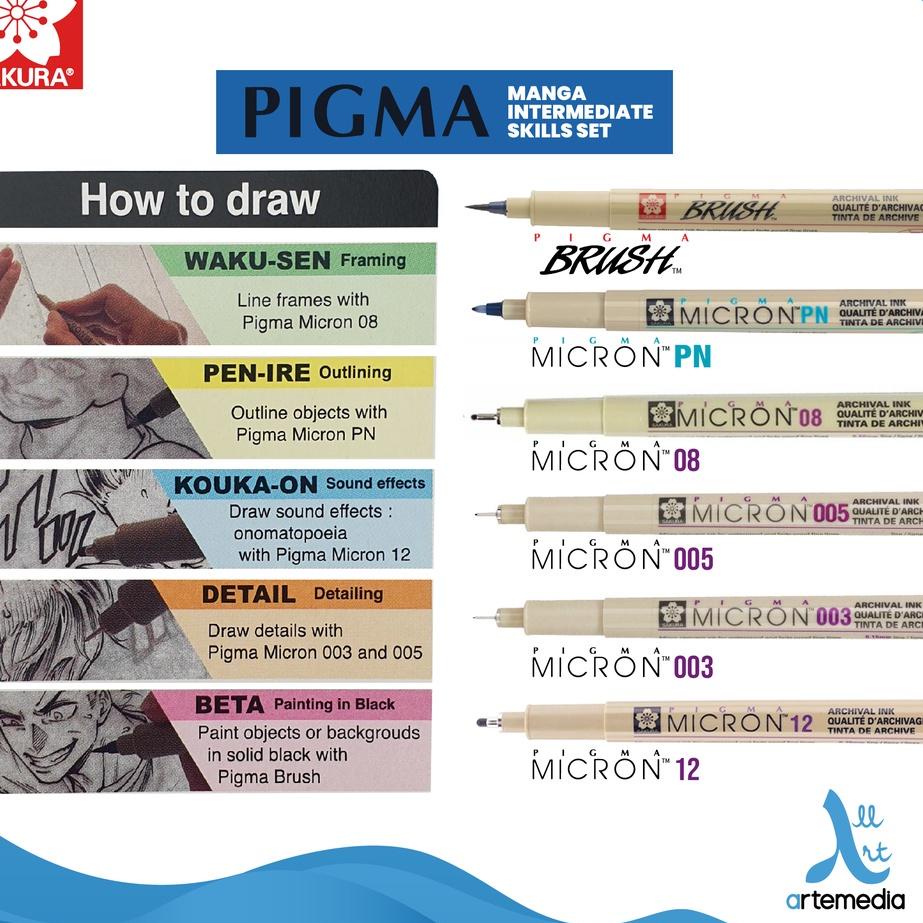 

READY ✅Drawing Pen Sakura Pigma Micron Manga Basic & Intermediate Set Pulpen Gambar|KD4