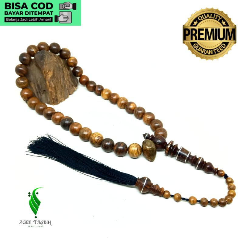 Tasbih Kayu Gaharu Asli Grade A Size 14mm 33 Butir Super, Tasbih Gaharu, Tasbih 33 Butir