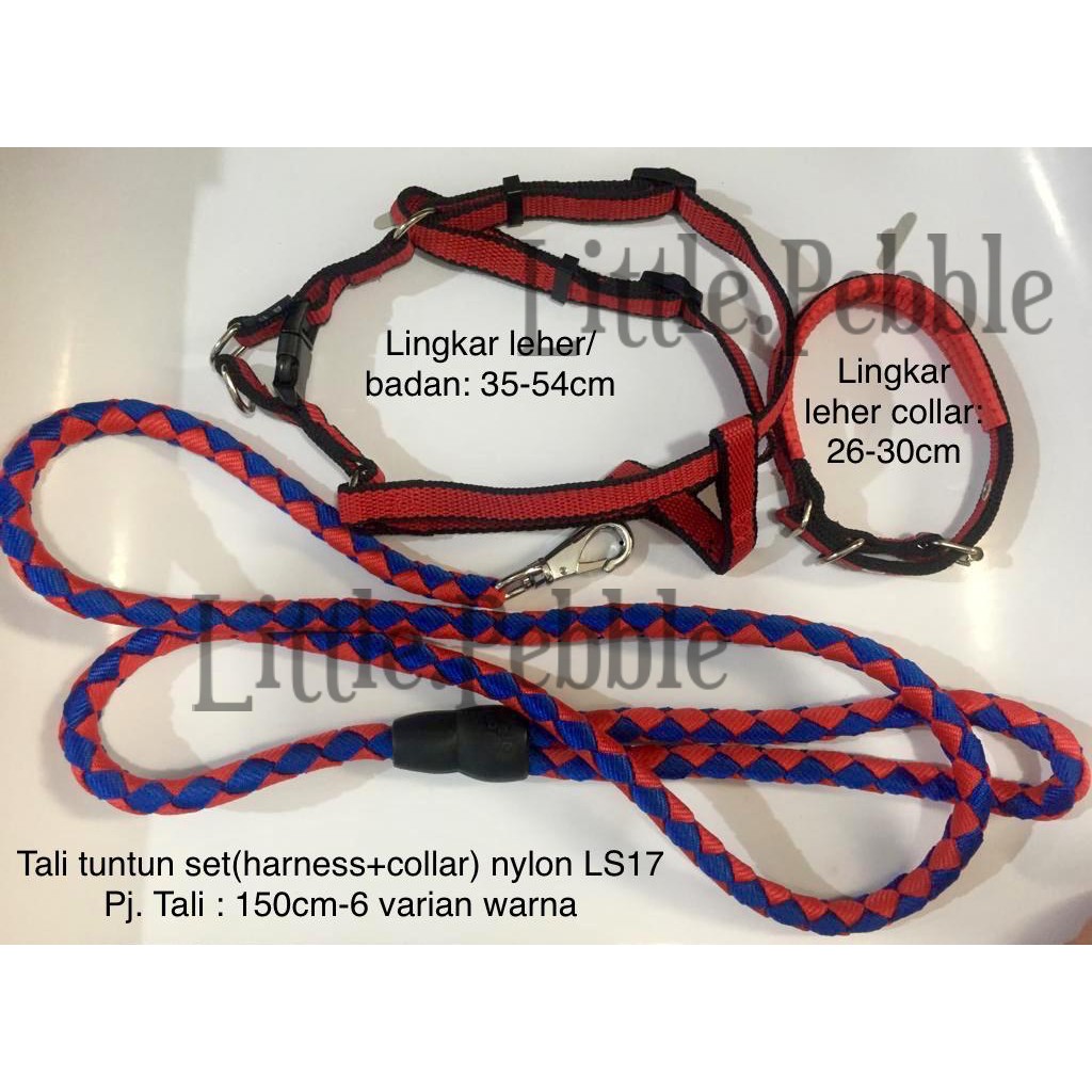 3IN1 TALI TUNTUN HARNESS TALI LEHER ANJING WARNA LS17