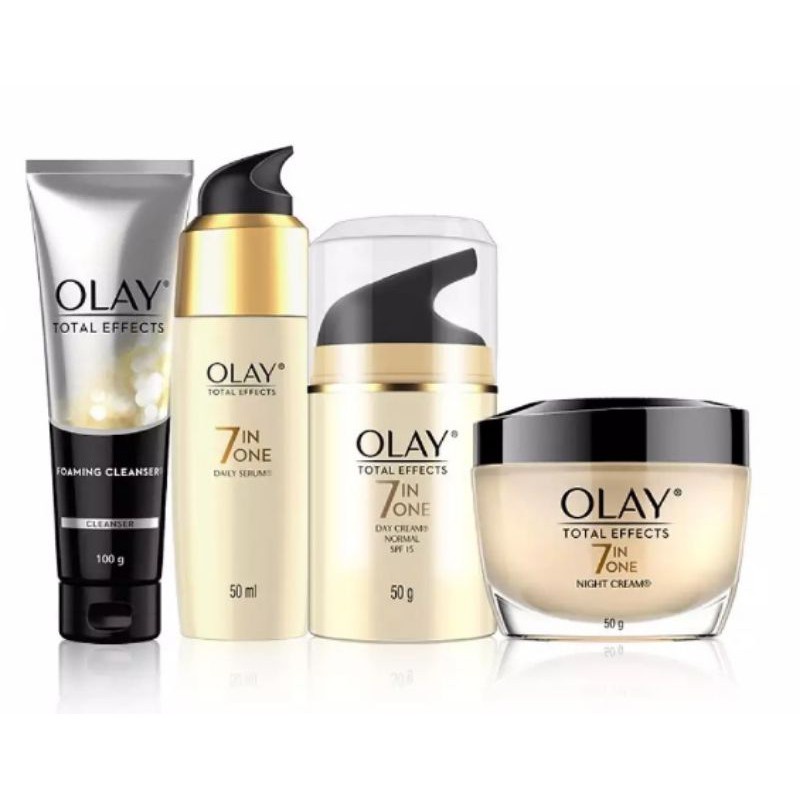 Olay 7in1 7 in 1 Total Effects Day Night Cream Serum Foaming Cleanser Sabun Muka