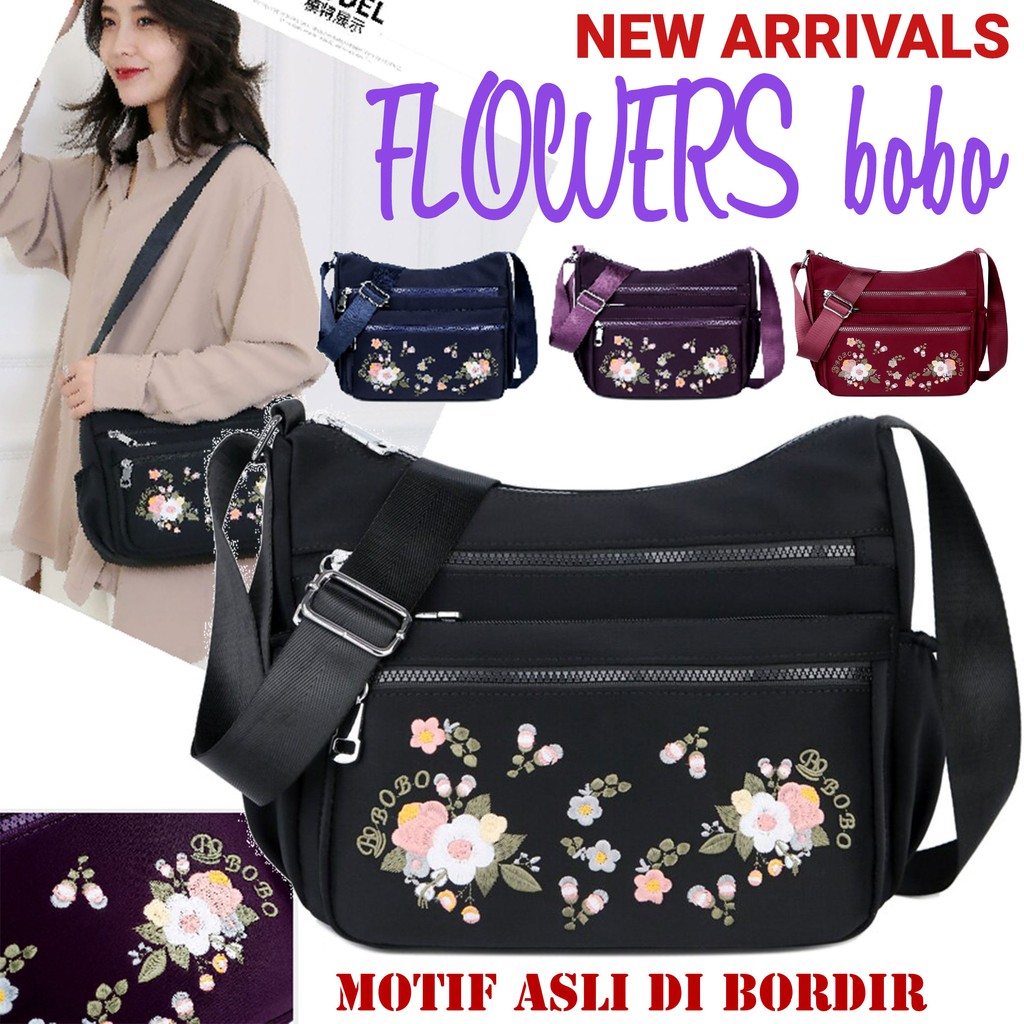 Hot Sale 10.10 Tas Wanita Tas Selempang Fashion Wanita Korean Bordir Bunga Flowers