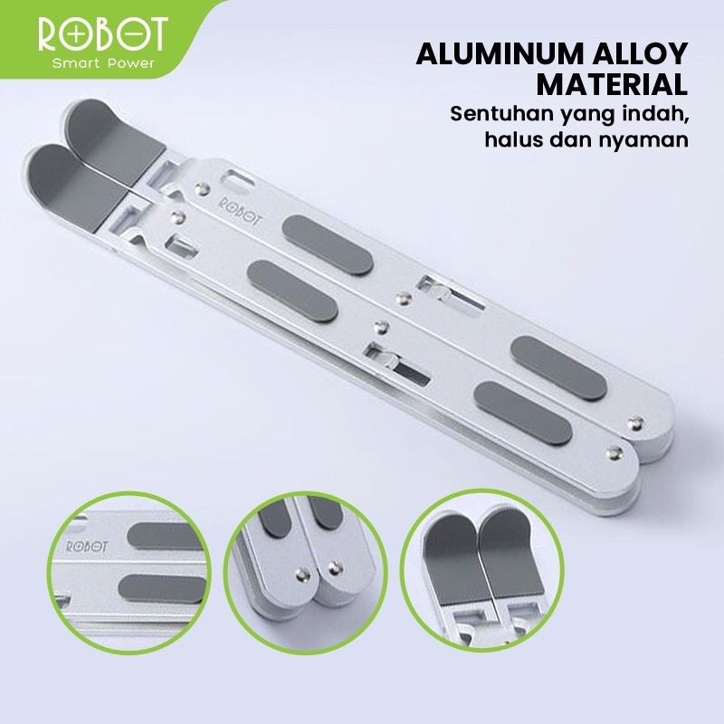 ROBOT RT-LS02 Aluminum Alloy Liftable&Foldable Laptop Cooling Stand Silver - Garansi Resmi-5