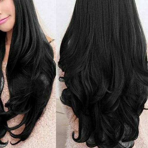 ⅎ Wig Curly Panjang poni samping ♢