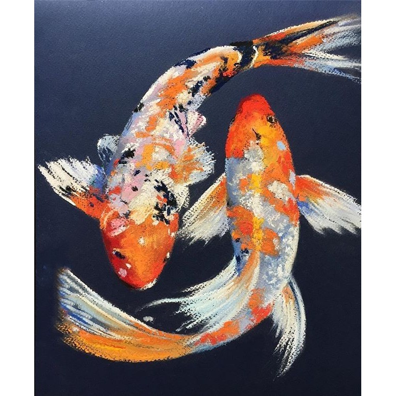 Lukisan Kanvas Ikan Koi 85x135cm 2dd Shopee Indonesia