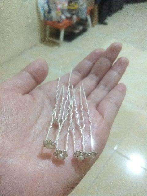 Hairpin Hiasan  Rambut  Pengantin Warna Silver Shopee 