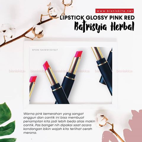 Lipstick Glossy Pink Red Batrisyia / Lipstik Premium Batris