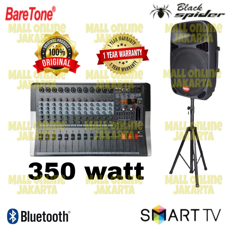 Paket Speaker Baretone 15 inch Power Mixer 12 ch 15mw