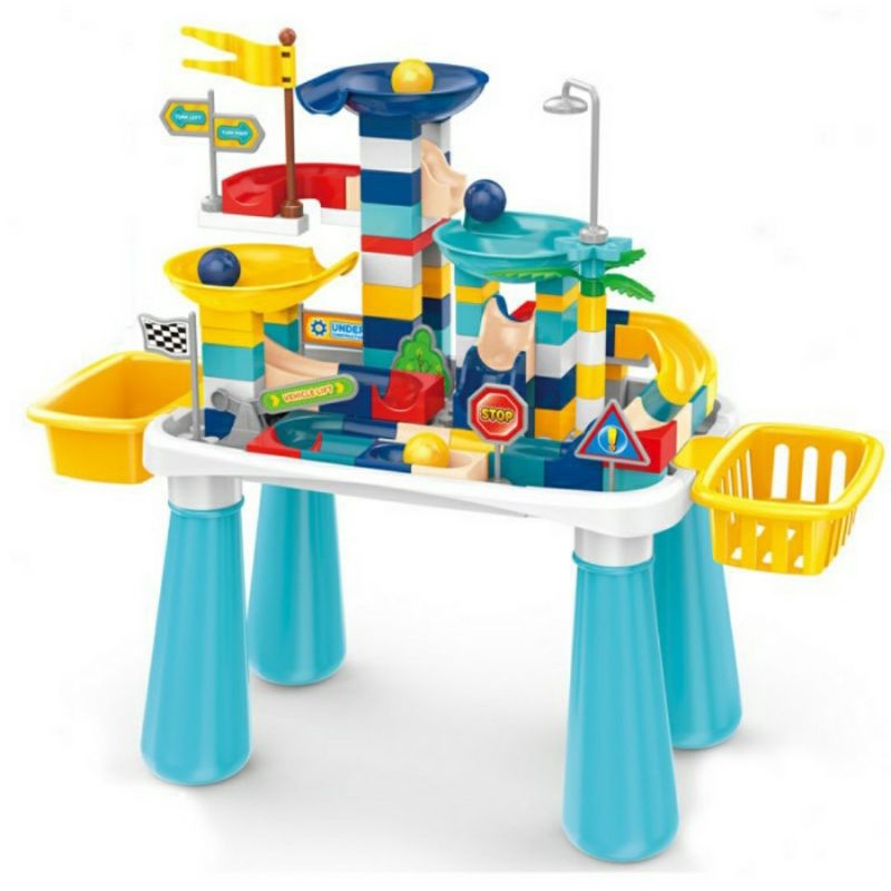 Mainan Meja Lego Mainan Lego Building Block Table Dengan Slide Ball Track / Meja Lego Block