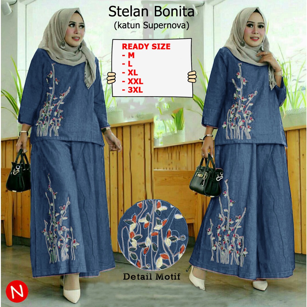 Setelan Bonita - Logo Smile (LS) - Ukuran M-3XL - Matt Katun Supernova