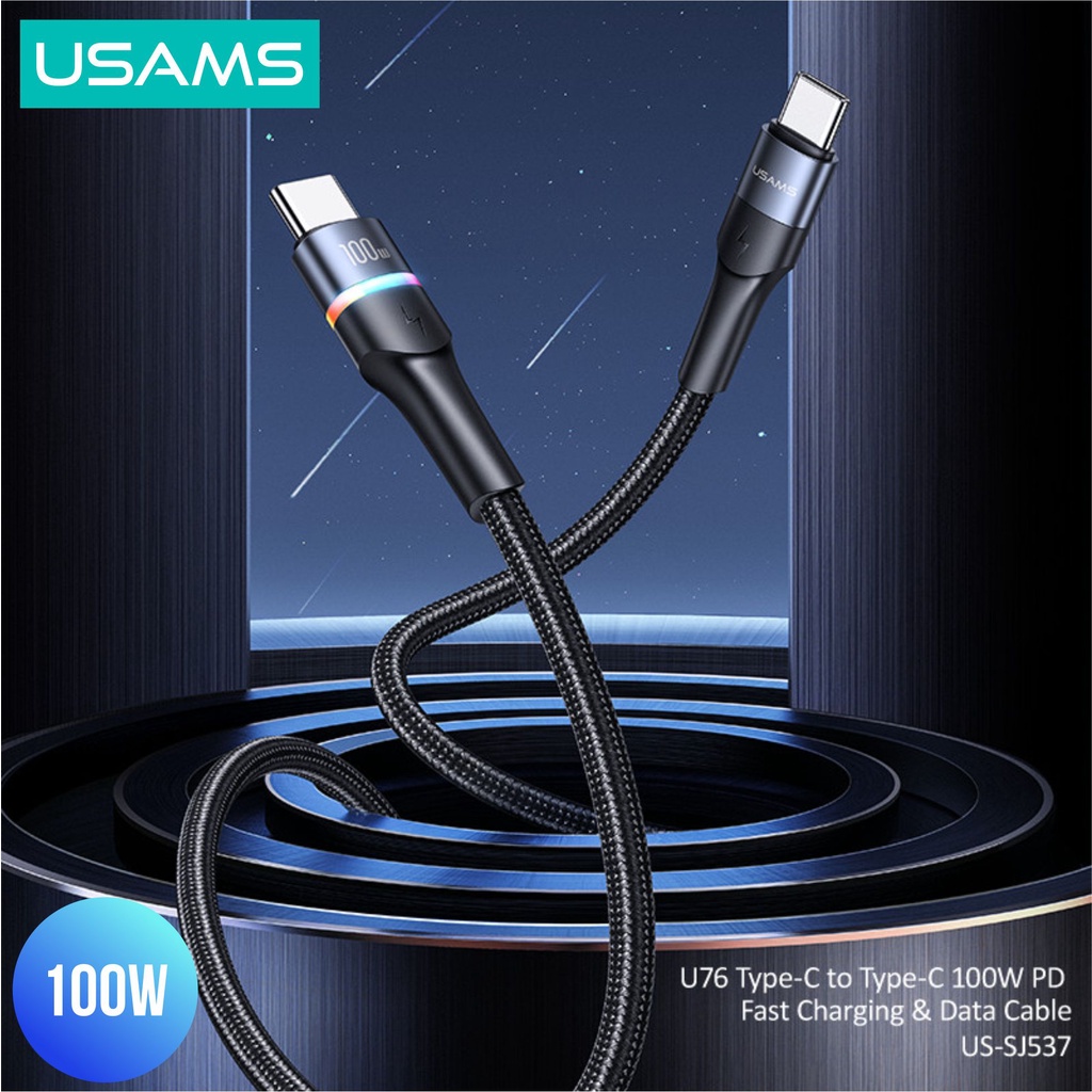 USAMS U76 Kabel Data Fast Charging LED Type C to Type C PD 100W