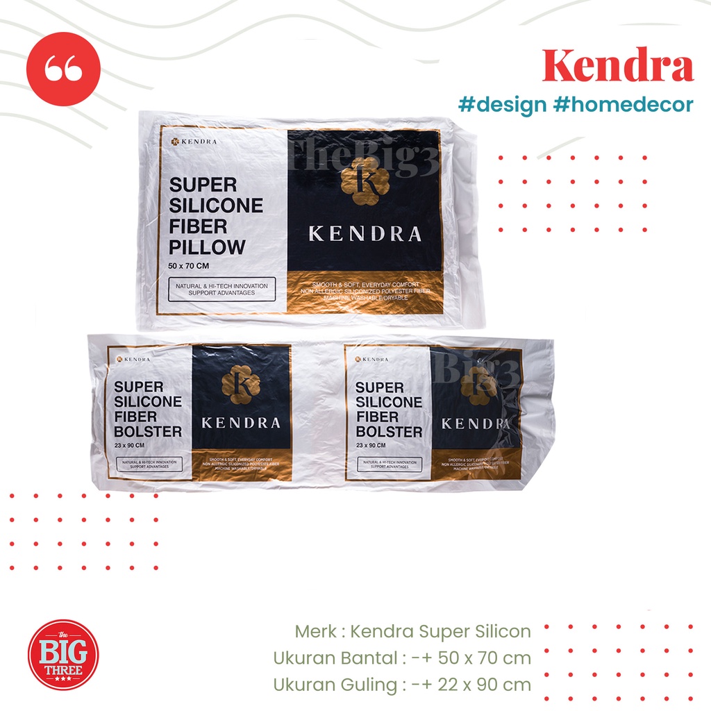 KENDRA - Bantal / Guling Silikon - Soft Pillow Bolster - Super SIlicon grade AAA - Tidur - Kepala