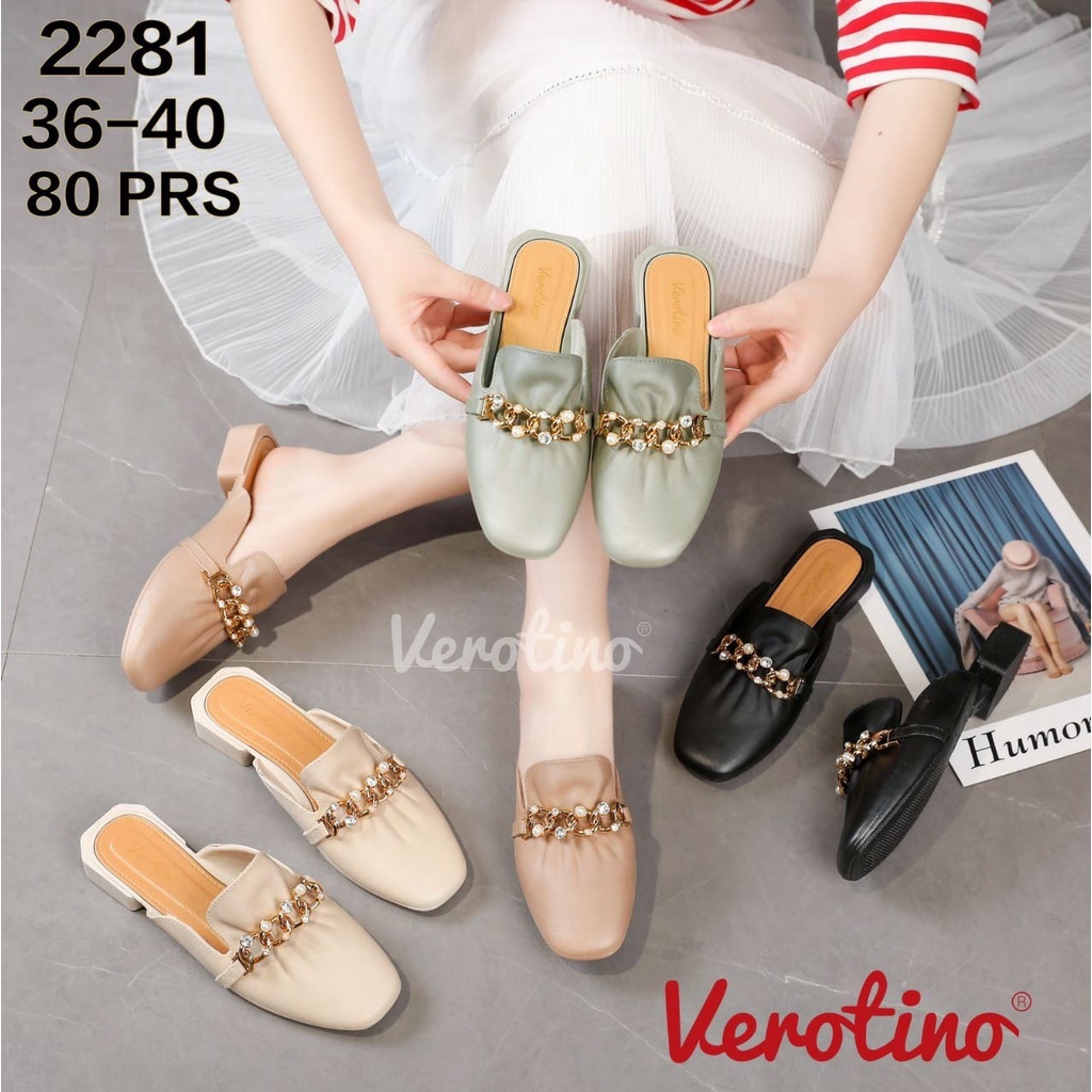 Sandal Jelly Verotino Sandal Jelly Slop Bustong Rantai Mutiara Terbaru