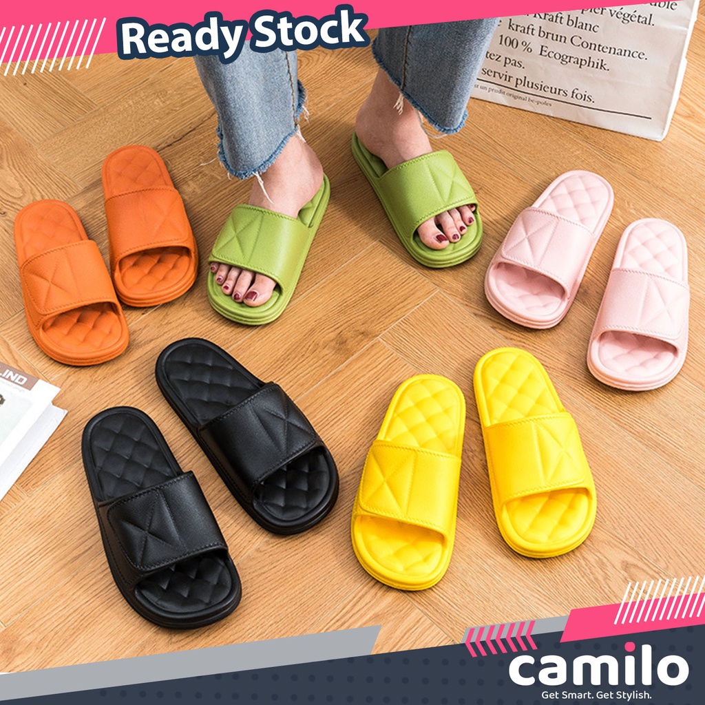 ☀CAMILO☀ Sandal Rumah Berkualitas Sandal Kamar Mandi Berbahan Empuk Sandal Karet Wanita Pria Couple  SD03