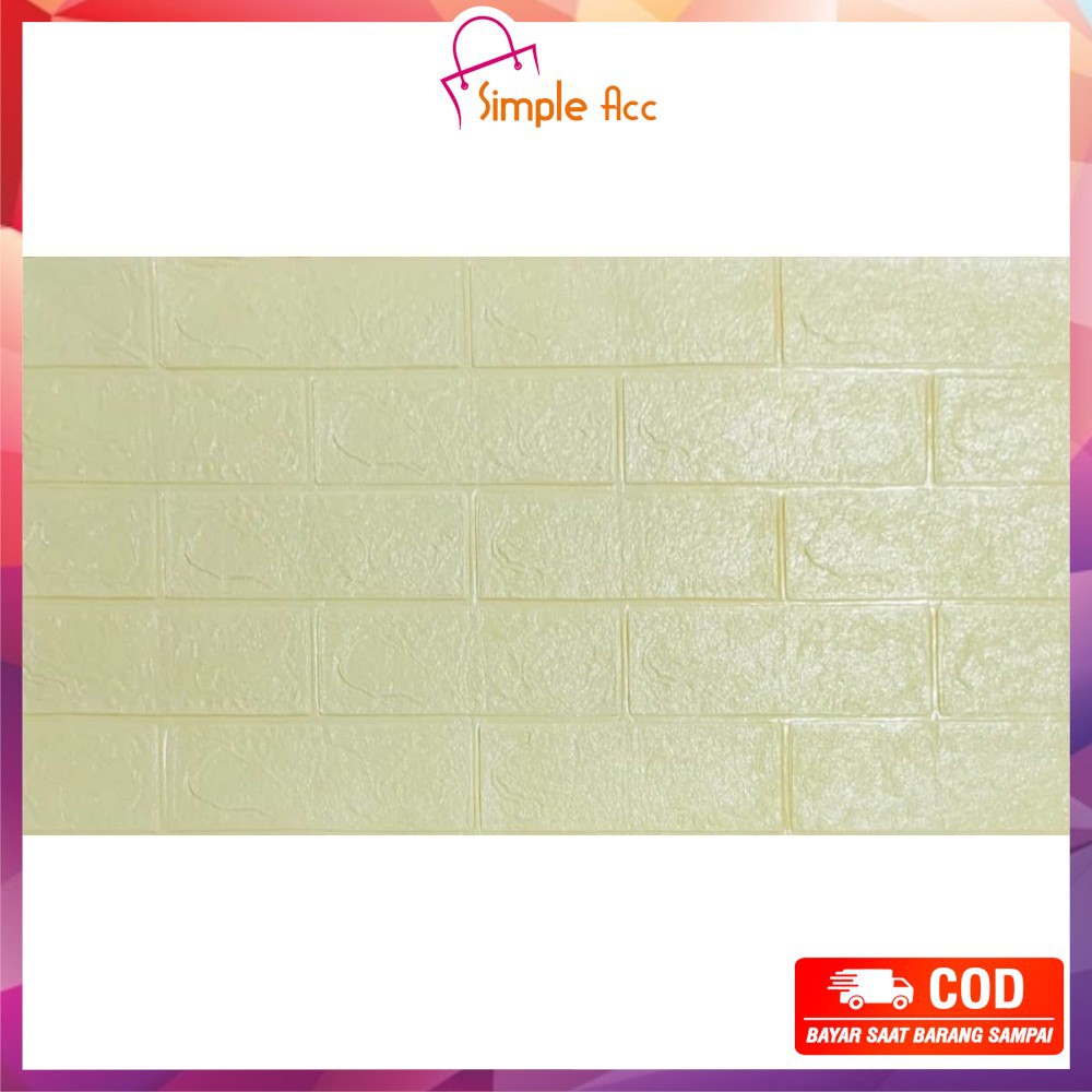~COD~ DO-C206 Wallpaper Dinding Foam 3D Kecil Motif Batu Bata/Walpaper Stiker Dinding Dekorasi Kamar-Batu Bata KUNINGMUDA