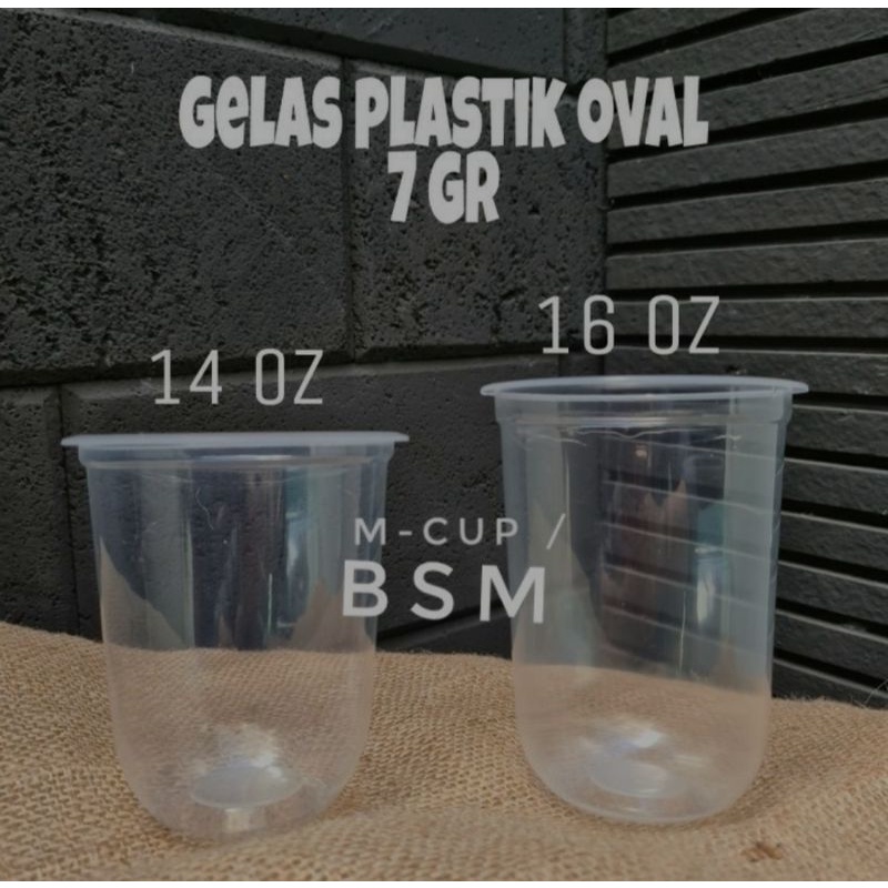 PLASTIK CUP OVAL 14OZ 16OZ MERK BSM 7GR, bisa di seal