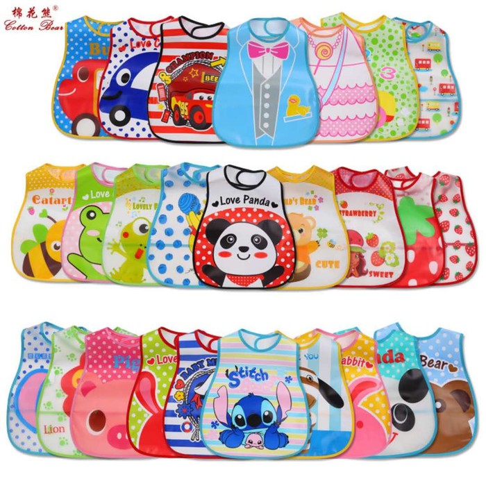 Slabber Plastik Waterproof / Celemek Makan Bayi Tahan Air / Baby Bib