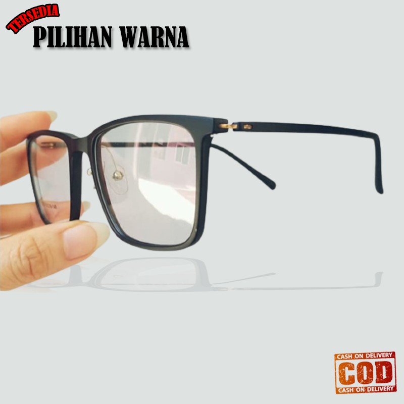 Kacamata Gaya  Normal Antiradiasi Blueray Lensa Transparan Kacamata Gaya Frame Kotak Hitam Glasses