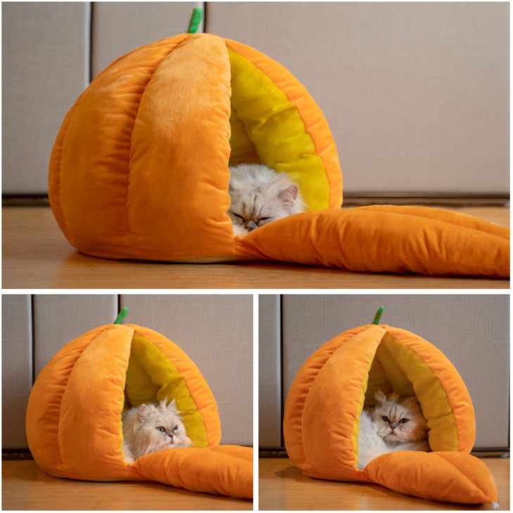 Size Besar - Pumpkin Cat Nest Sarang Kucing Labu Tempat Tidur Binatang Rumah Kucing