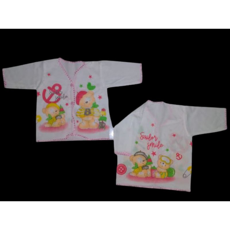 Baju Bayi SNI Kancing Depan Tangan Lengan Pendek Panjang Putih Motif Newborn