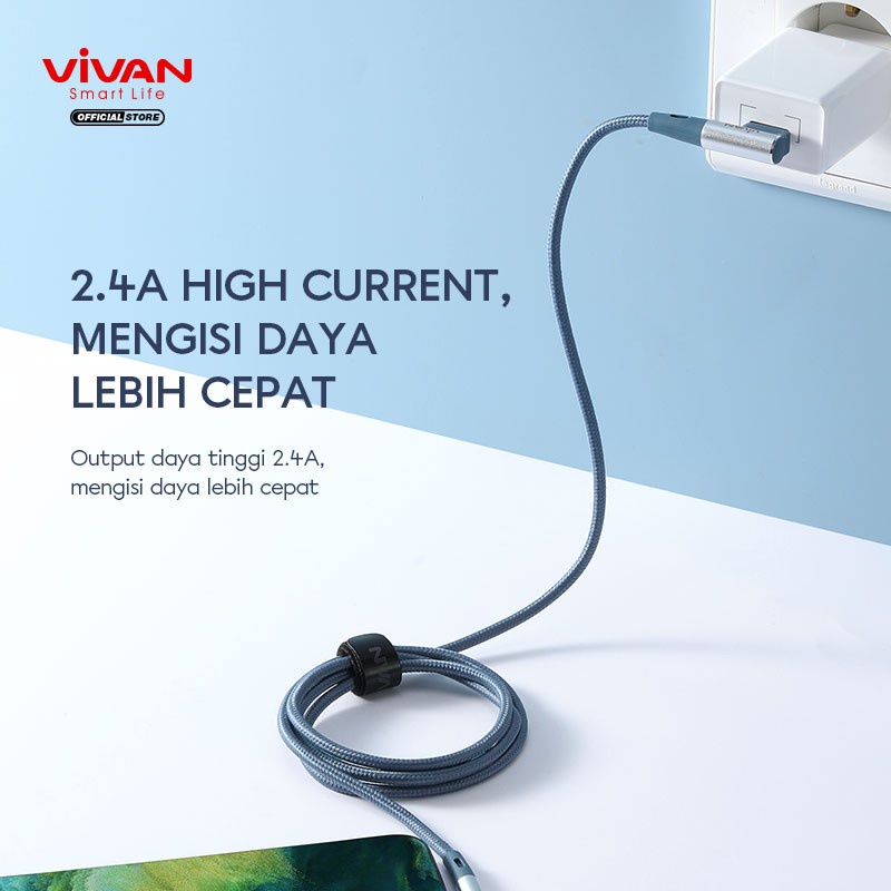 KABEL DATA MICRO USB VIVAN BWM100S 2.4A FAST CHARGING 100CM