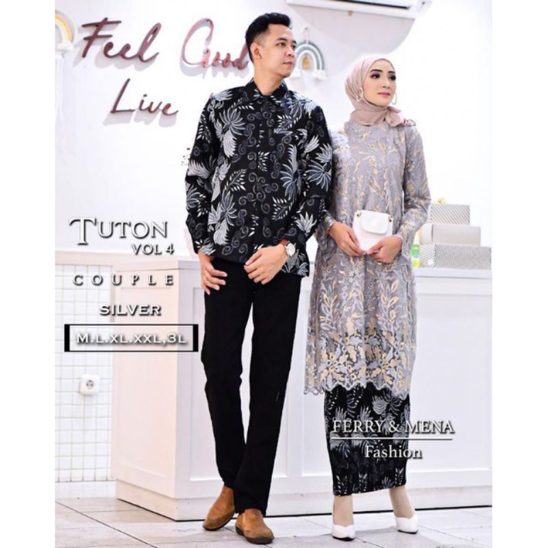 set Couple Pesta Tunik Tulle Tuton Full tulle Bordir Tebal