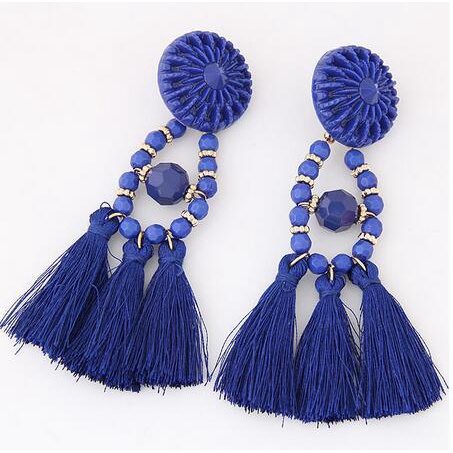 Trendi anting-anting wanita retro hitam kristal Bohemian rumbai anting-anting elegan anting-anting a