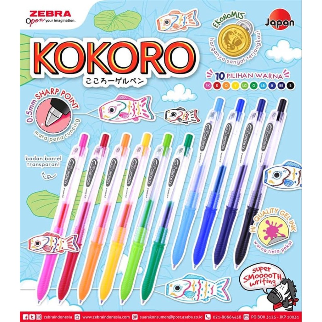 

Pulpen Gel Warna Zebra Kokoro Sweet