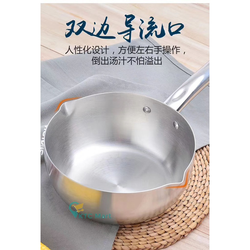 KTCmart - Pan Stainless Steel 22 cm / Panci Gagang Satu / Panci Masak Indomie/ Panci Susu