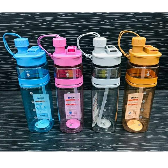 BOTOL MINUM SPORTY KAPASITAS 600 ML BOTOL MINUM SELIYA 7259 BOTOL MINUM IMPORT BAHAN PLASTIK ADA TALI THUMBLER PLUS SEDOTAN