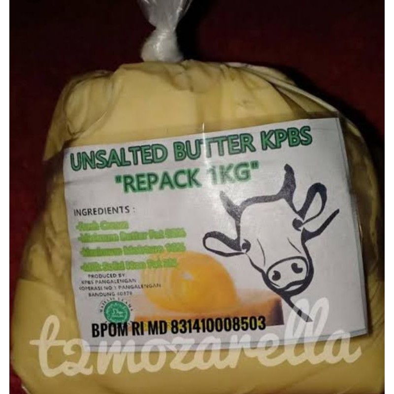 1 KG PURE UNSALTED  BUTTER KPBS Pangalengan
