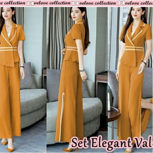Baju Setelan Wanita Remaja Pesta Terbaru 2022 Setelan Celana Panjang Trendy Kekinian Bahan Wafer Uku