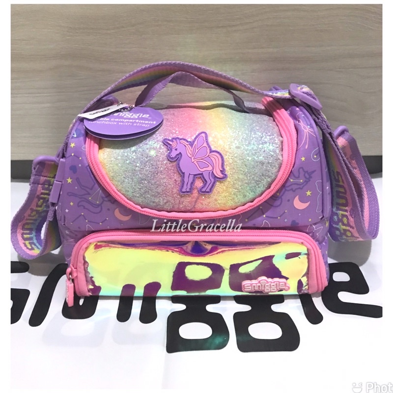 Smiggle Lunchbox/ Lunchbag Sky Unicorn dengan tali/ tas bekal anak smiggle original