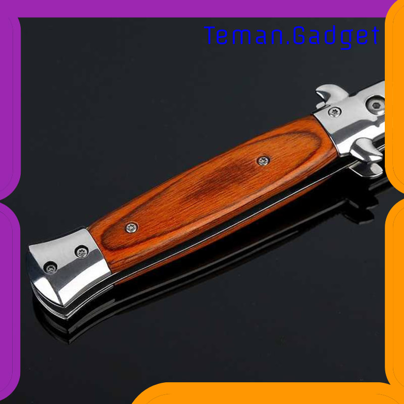 TG-ID095 KNIFEZER PISAU SAKU LIPAT FOLDING PORTABLE KNIFE TOOL WOOD GRIP - S12