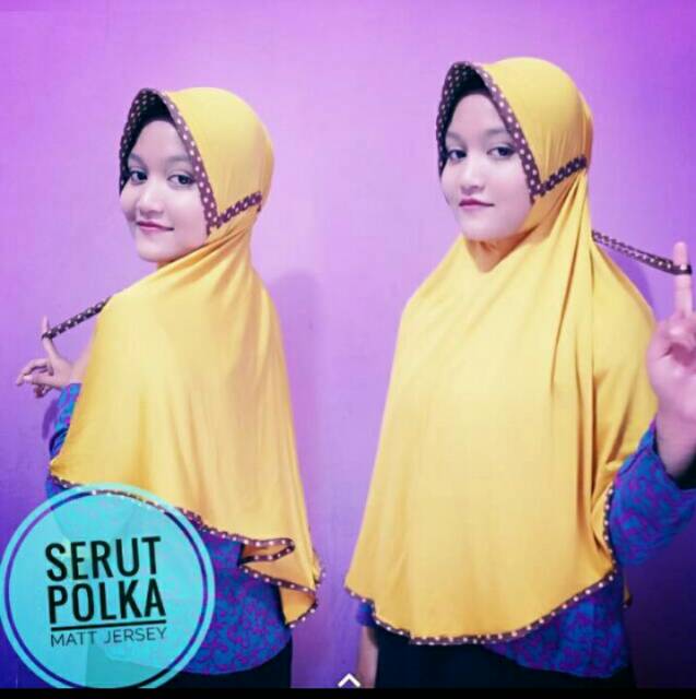 PROMO COD JILBAB SERUT JUMBO POLKA /HIJAB INSTAN SERUT JUMBO POLKA