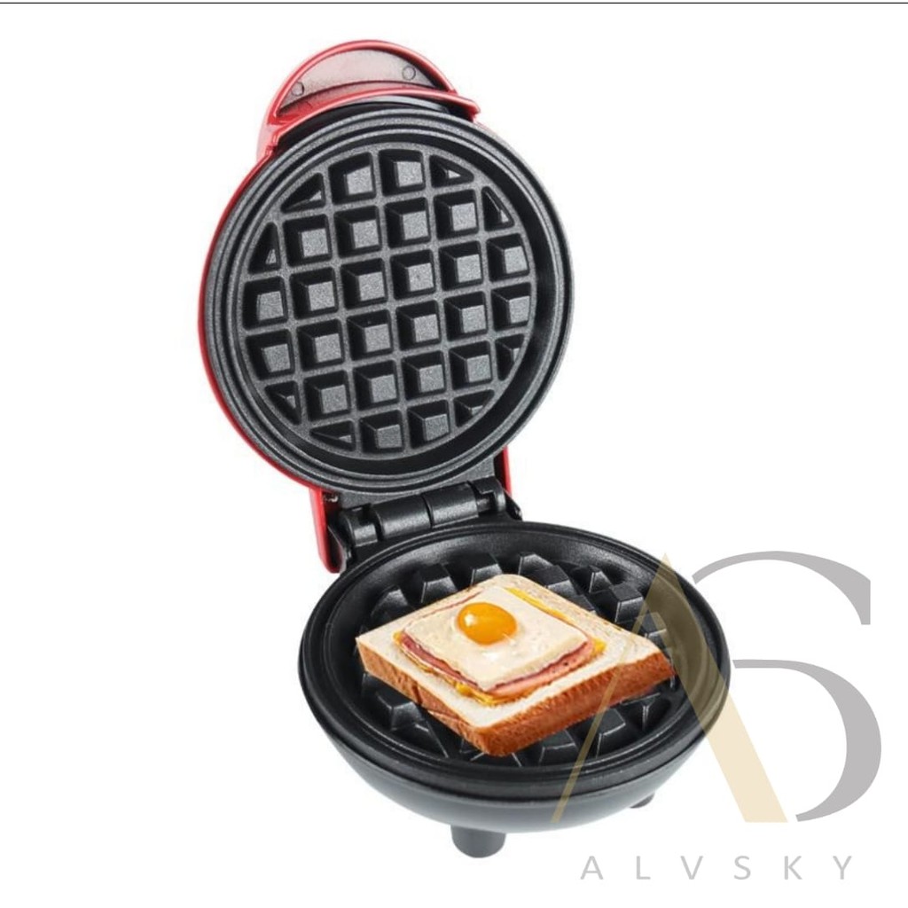 MINI MAKER WAFFLE ELEKTRIK / MESIN PEMBUAT WAFFLE PIZZA MINI NON STIK PANCAKE BENTUK BULAT