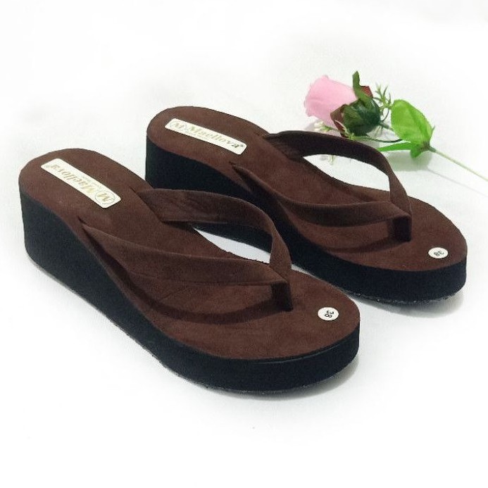 SENDAL WEDGES WANITA BELUDRU SOL KARET - SENDAL JEPIT WANITA - SANDAL SPON WANITA