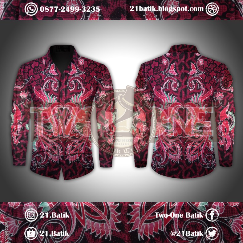 BATIK TULIS PREMIUM HALUSAN KEMEJA PRIA / WANITA FULL ISIAN (WARNA MERAH MAROON HITAM HIJAU)