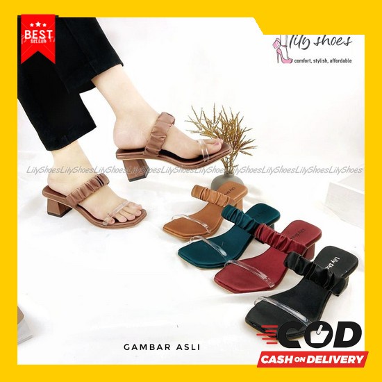 High Heels Glitar Silver Fashion Korea Style Wanita Kekinian Keren Pes Lily Shoes - Lane  - Sandal H