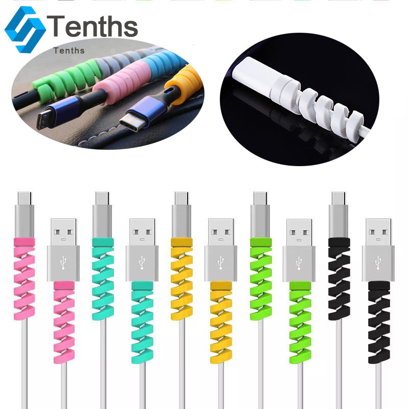 4pcs / Set Pelindung Kabel Data / Charger Usb Bahan Silikon