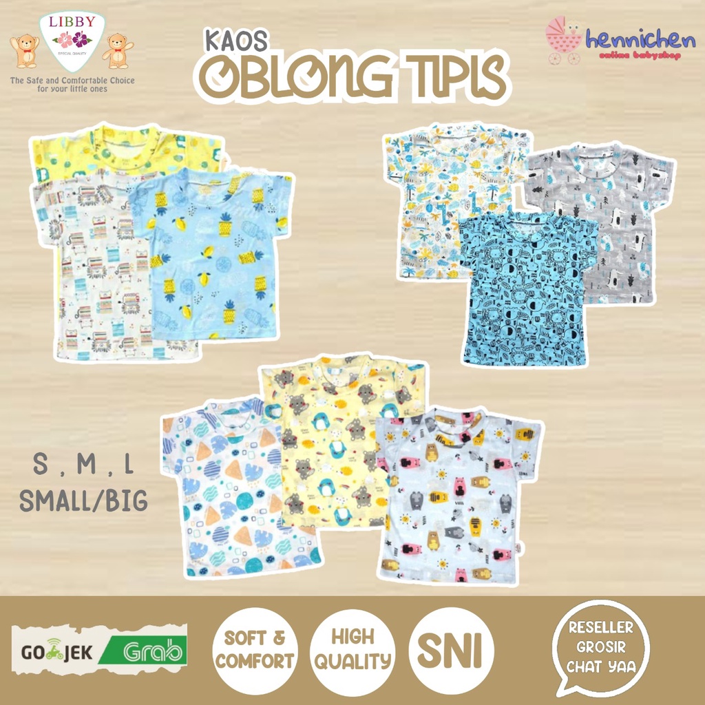 TERMURAH Libby Print Kaos Oblong Lengan Pendek TIPIS BAJU ANAK / BAJU BAYI SML 2L XL XXL / Kaos Bayi