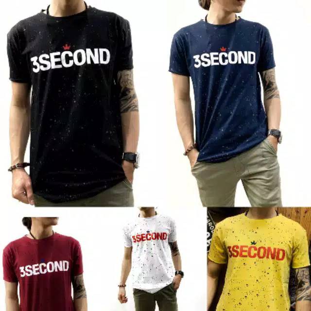 BAJU KAOS PRIA DISTRO THREE SECOND SPOT BINTIK KAOS BRANDED KAOS MURAH