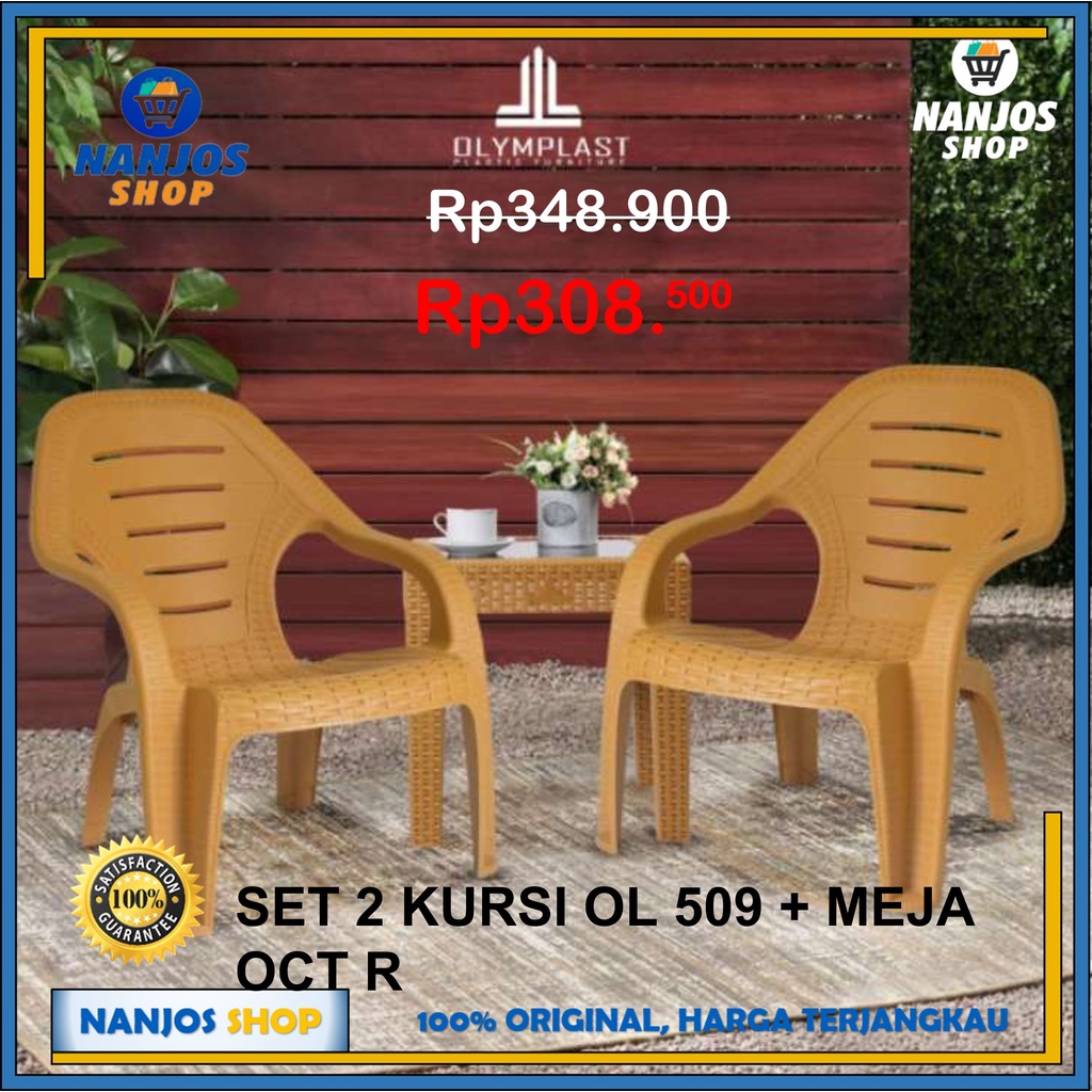 [ FREE ONGKIR &amp; BISA COD ] SET 2 Kursi OLYMPLAST OL 509 Kursi Santai + 1 Meja OCT R Meja Santai