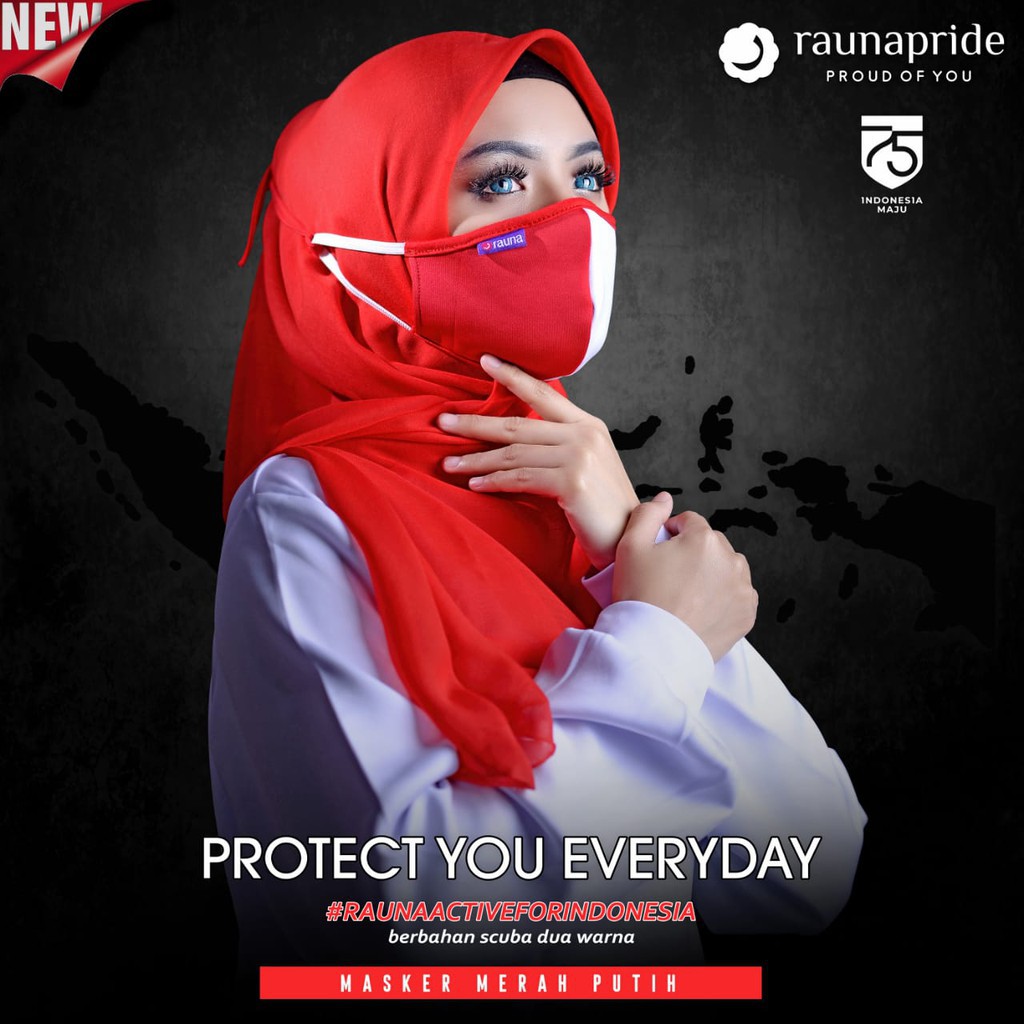 MASKER RAUNA HIJAB MERAH PUTIH
