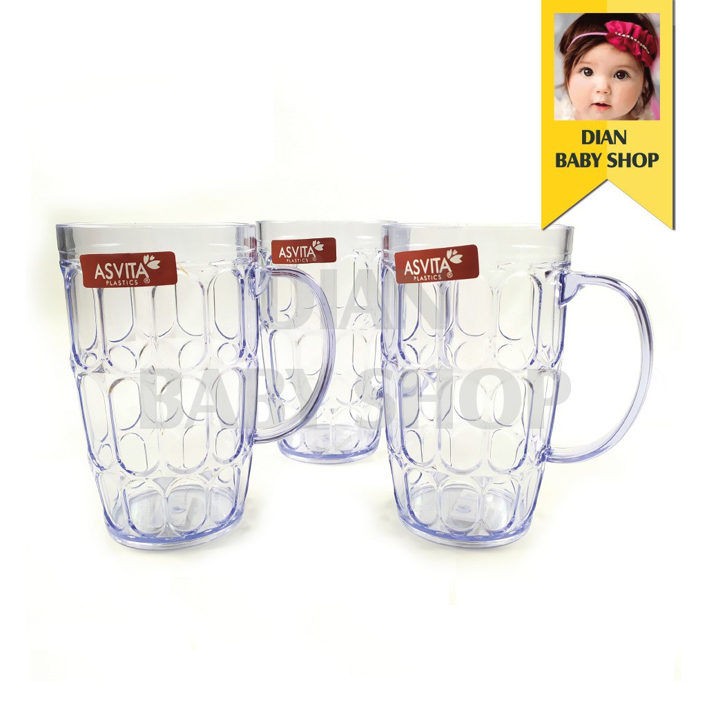 ASVITA Gelas Bir Gagang Plastik 400 ml [ GB 108 ] .