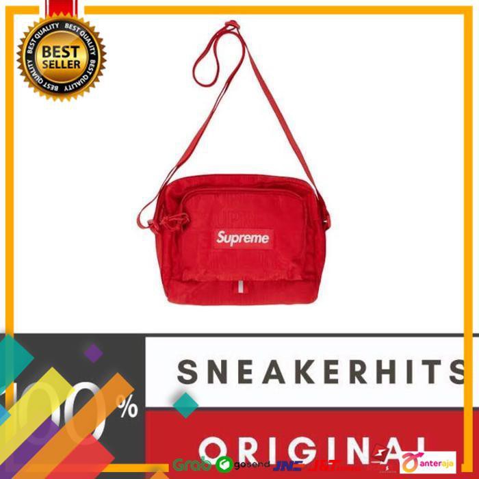 SALE.. TAS SELEMPANG SUPREME SHOULDER BAG SS19 RED SUPREME AUTHENTIC 100% ..TERBARU