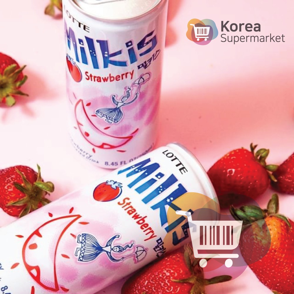 Lotte Milkis Stawberry 250ml/Soda Susu Rasa Stawberry Asli Korea