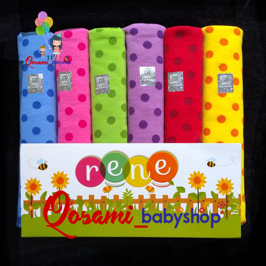 RENE 1 Pak isi 6 pcs Bedongan Bayi Motif Volkadot SNI